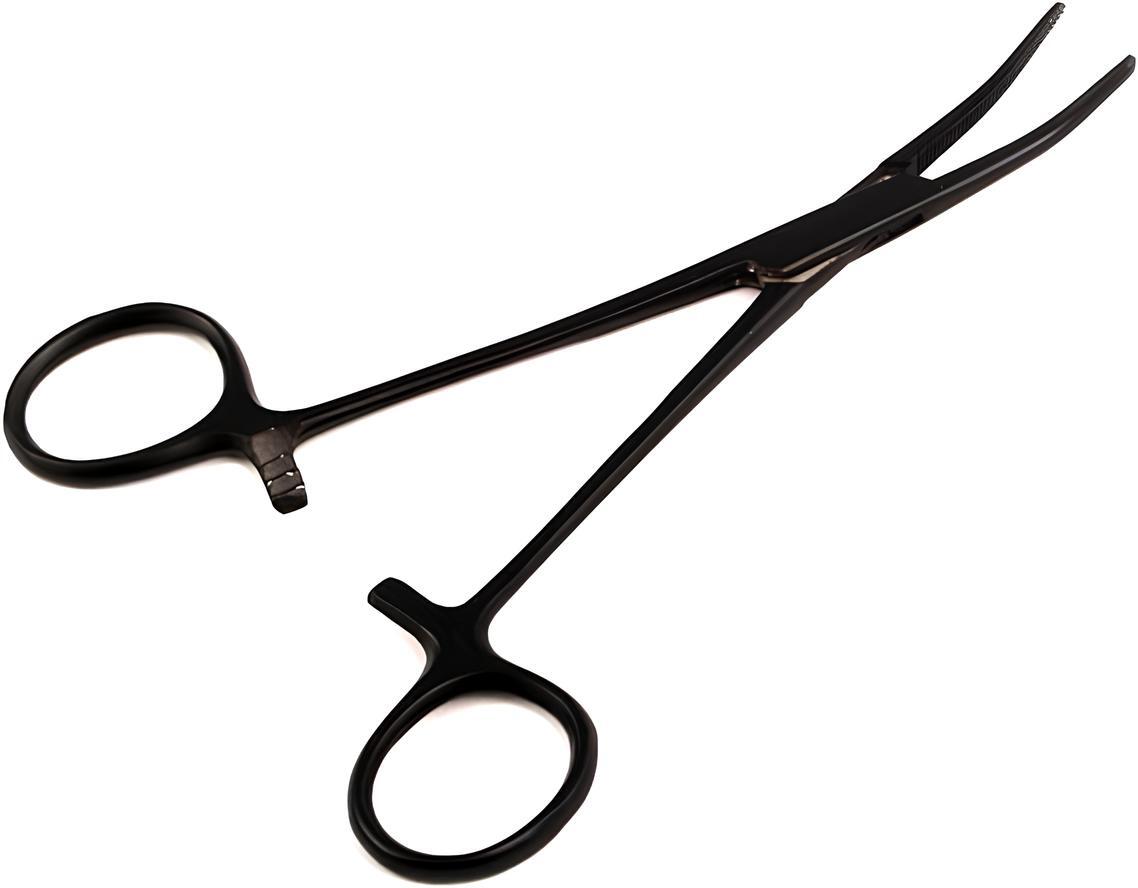Hemostatic forceps, curved, matte
