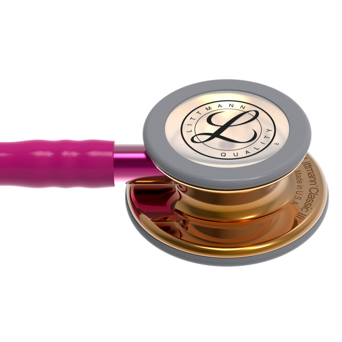 Littmann Classic III Limited Edition малиновий із золотою оливою, сталевими дугами та рожевою ніжкою