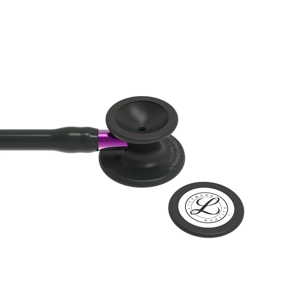 Littmann Cardiology IV black with matte olive, black ear tubes, and purple stem