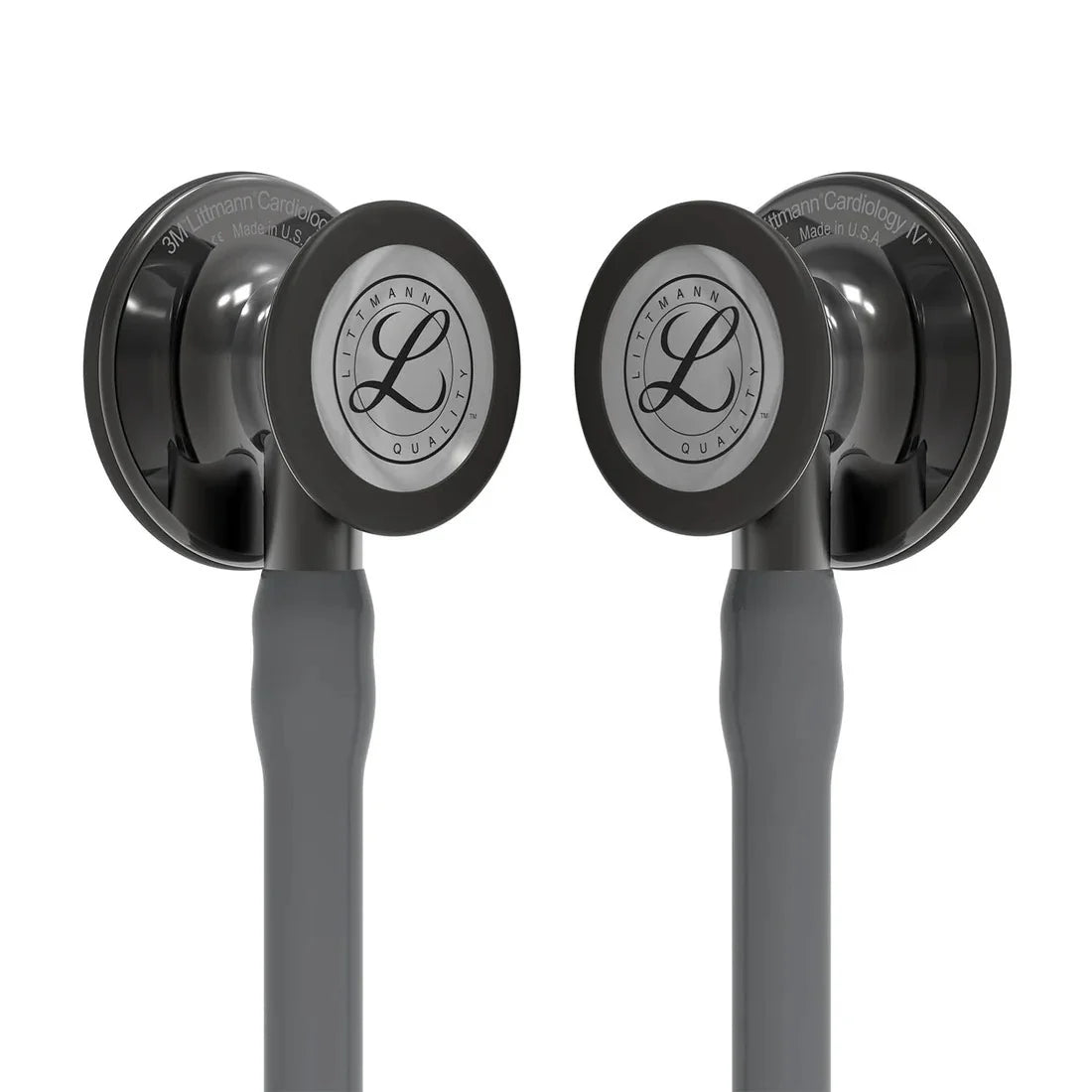 Littmann Cardiology IV gray with smoky olive, black ear tubes, and stem