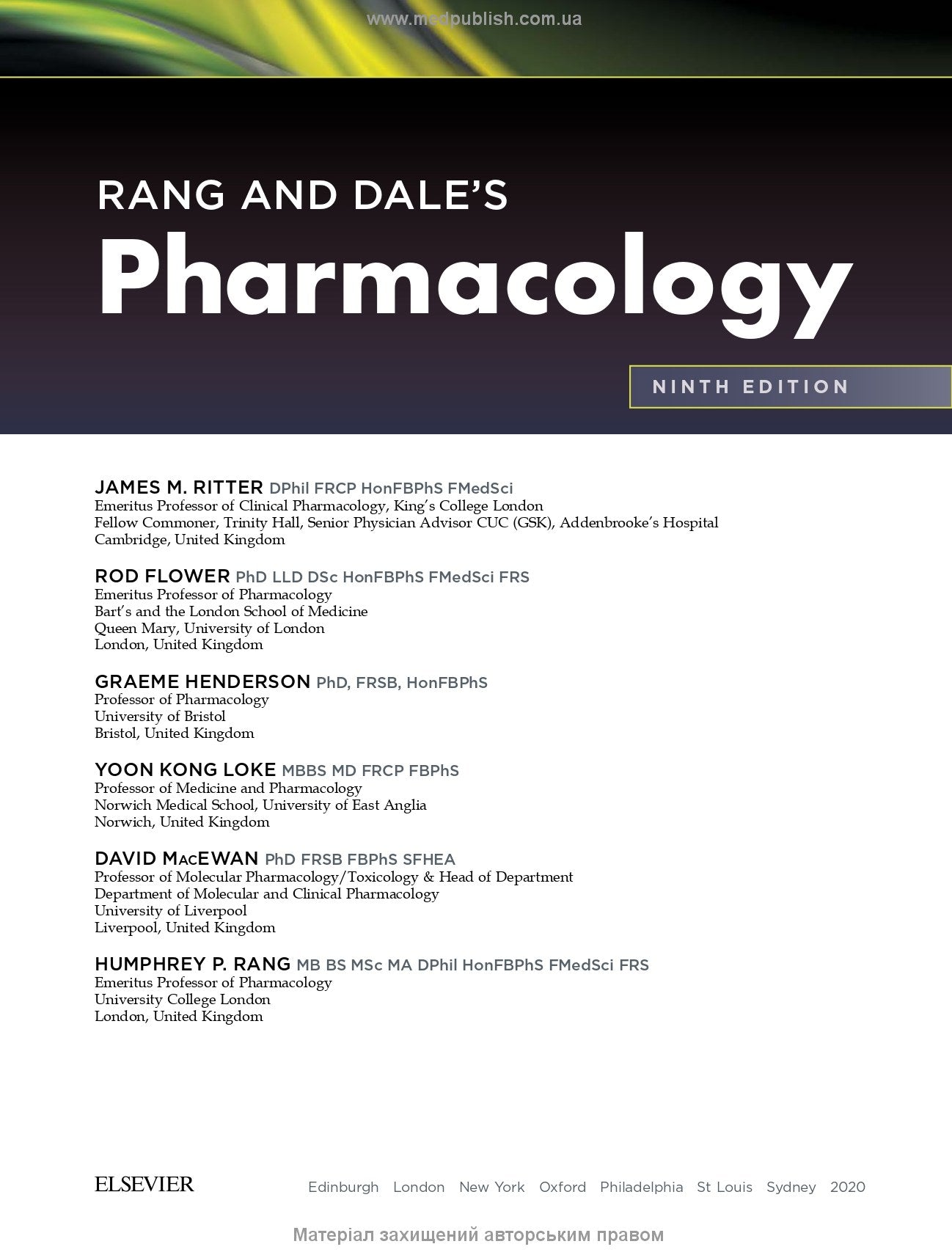Rang and Dale's Pharmacology: 9th Edition: In 2 Volumes. Vol. 2 / James M. Ritter, Rod Flower, Graeme Henderson, Yoon Kong Loke, David MacEwan, Humphrey P. Rang