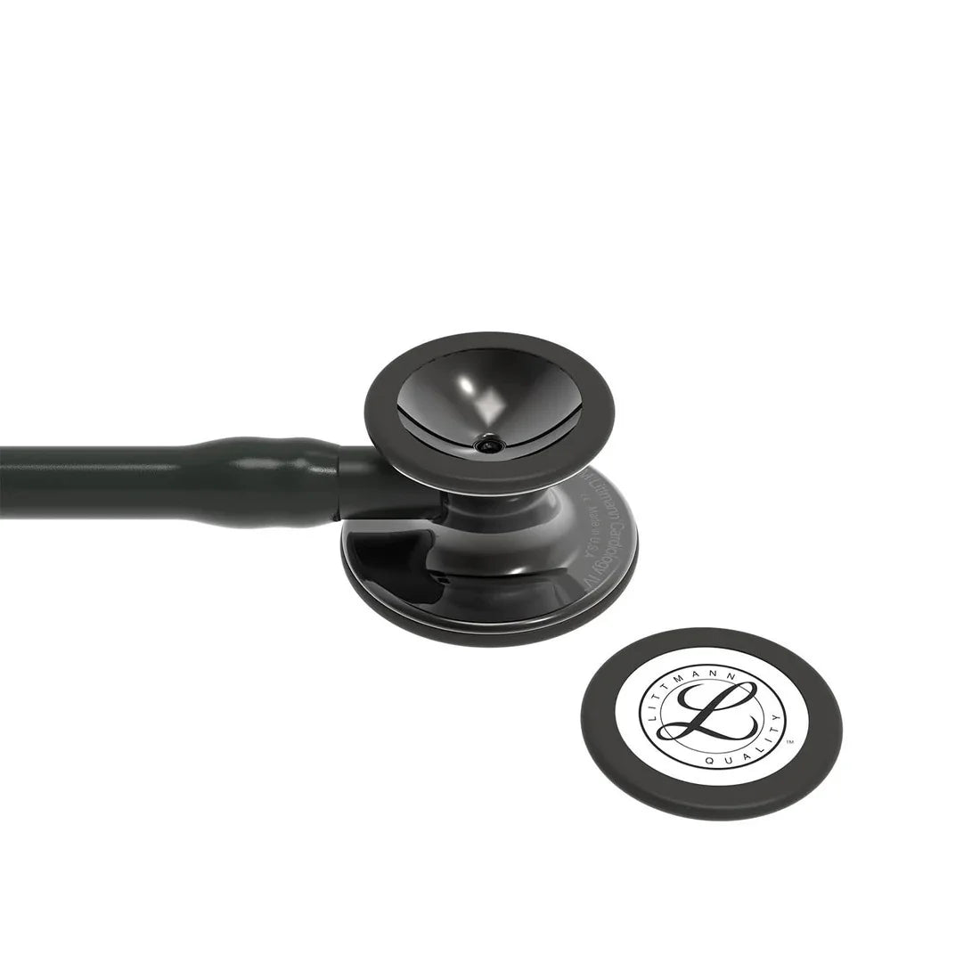 Littmann Cardiology IV black with smoke eartips, black tubing, and stem