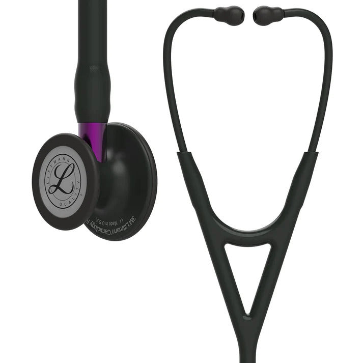 Littmann Cardiology IV black with matte olive, black ear tubes, and purple stem