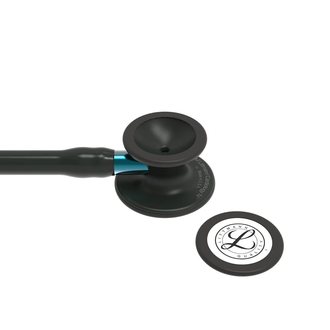 Littmann Cardiology IV black with matte olive, black earpieces and blue stem