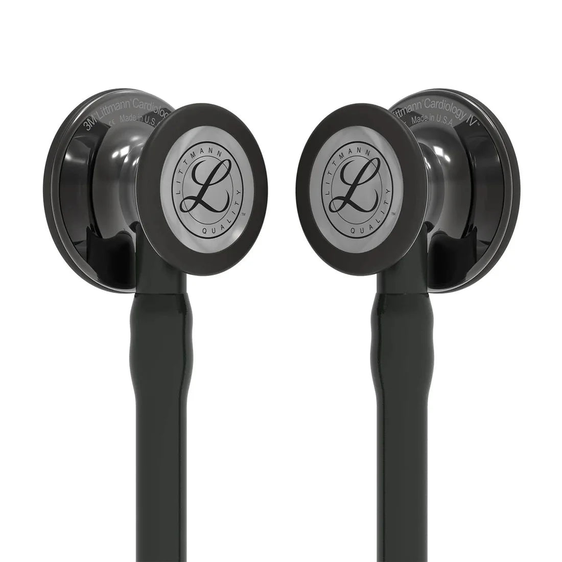 Littmann Cardiology IV black with smoke eartips, black tubing, and stem