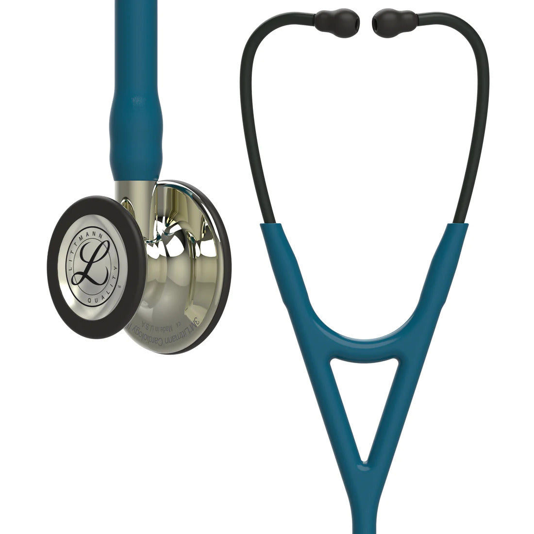 Littmann Cardiology IV marine with mirror olive, black bows and mirror stem