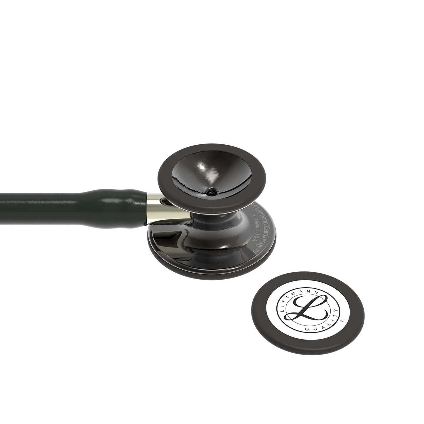 Littmann Cardiology IV black with black mirrored olive, black arcs and stem