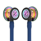 Littmann Cardiology IV blue with rainbow eartips, black binaurals and stem