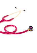 Littmann Classic II Infant, Raspberry with Rainbow stem, gold ear tubes and footplate