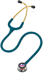 Littmann Classic II Pediatric Caribbean Blue with Rainbow Stem, Gold Bows and Stem