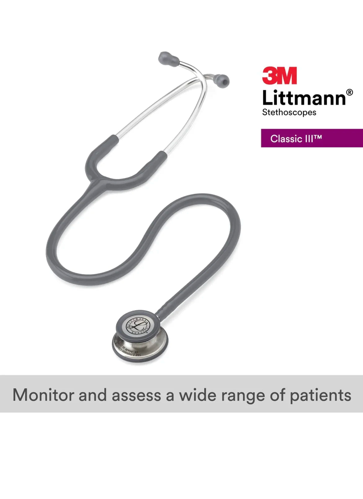 Littmann Classic III Stethoscope, Gray with Steel Eartips