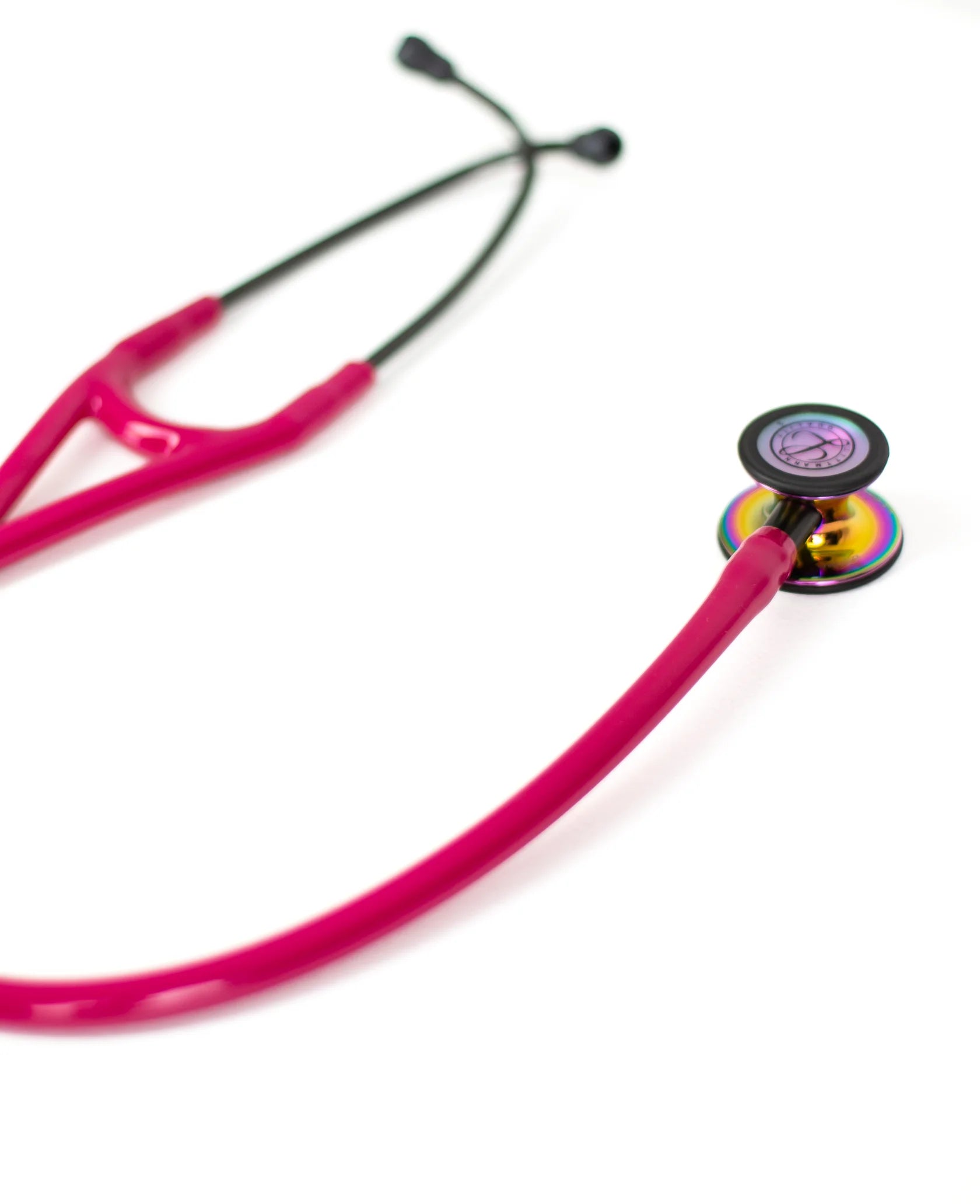 Littmann Cardiology IV Raspberry with Rainbow Olive, Black Earpieces, and Stem