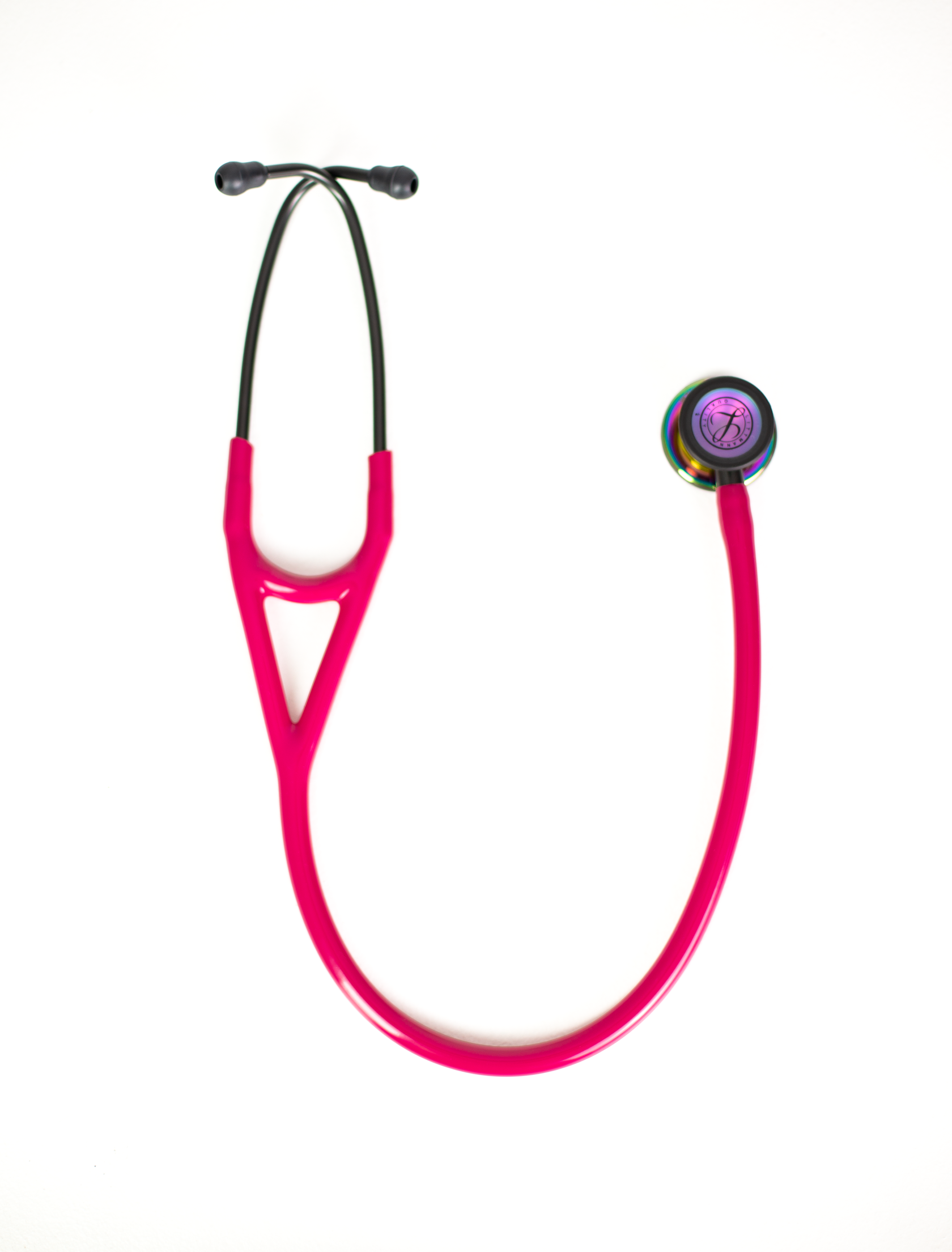 Littmann Cardiology IV Raspberry with Rainbow Olive, Black Earpieces, and Stem