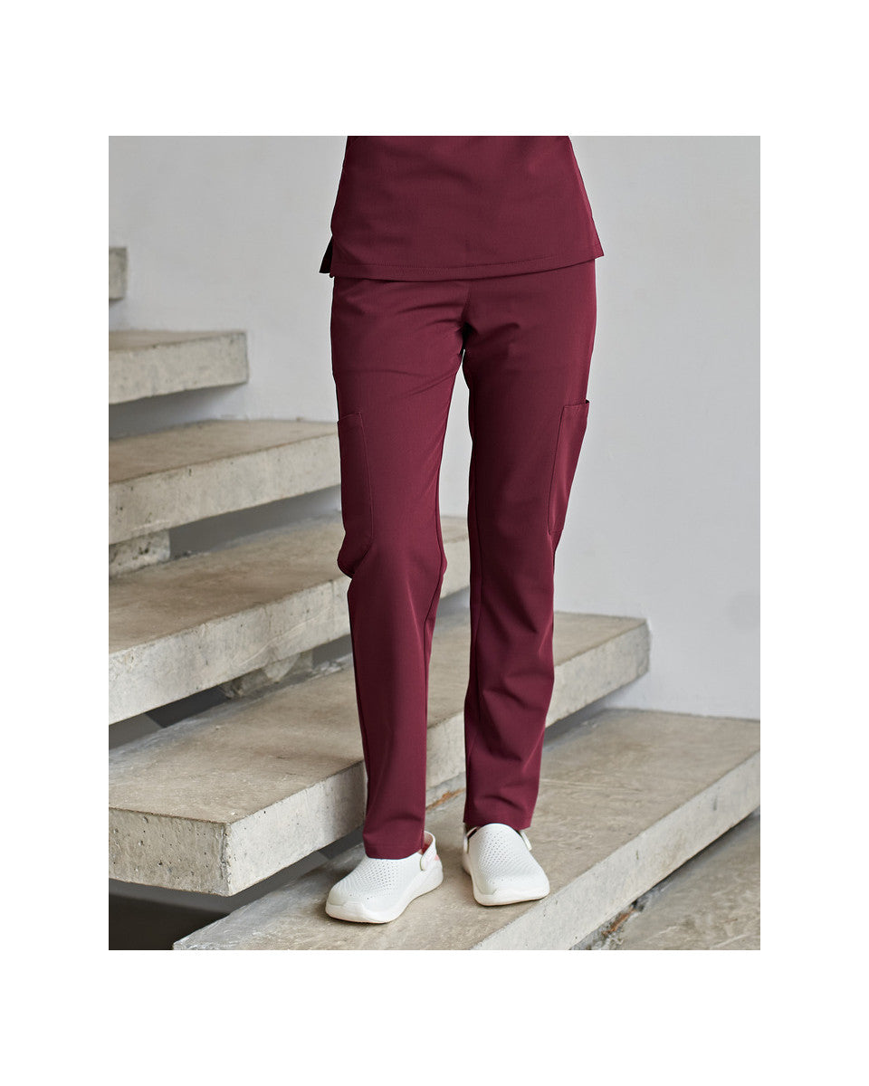 Women's Trousers with Pockets Pipes Bordo