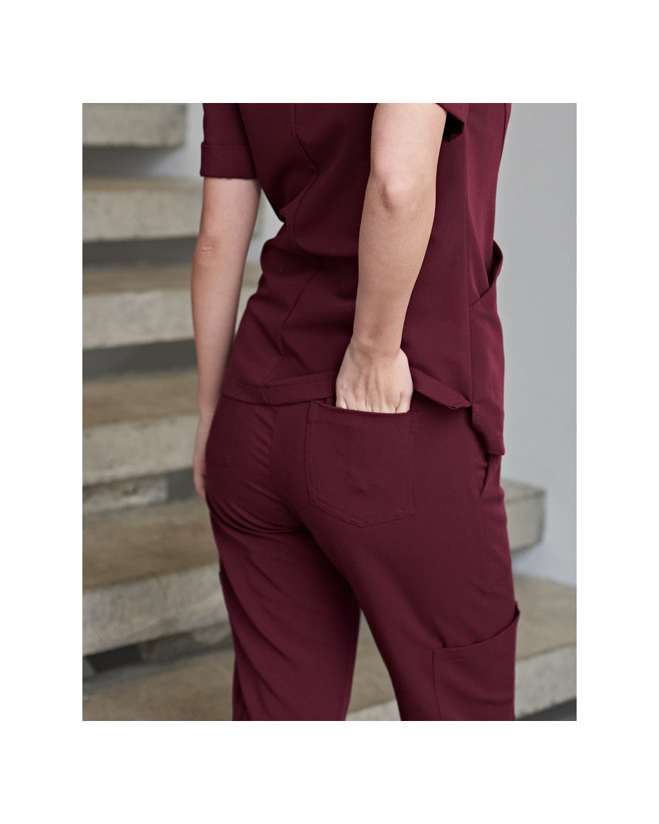 Women's Trousers with Pockets Pipes Bordo