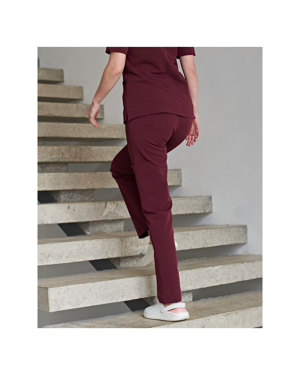 Women's Trousers with Pockets Pipes Bordo