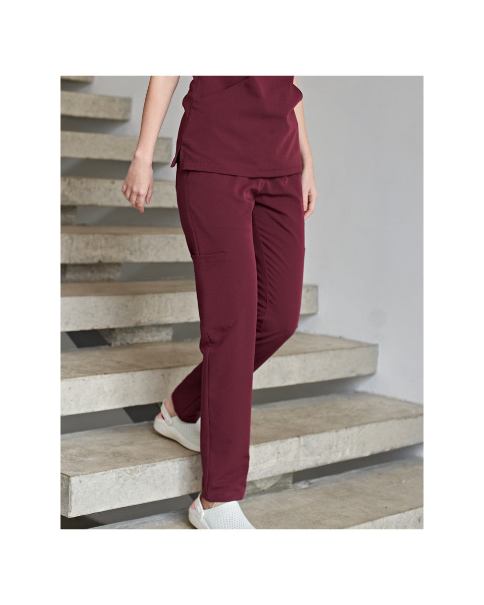 Women's Trousers with Pockets Pipes Bordo
