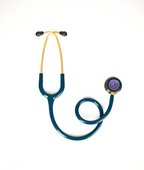 Littmann Classic III marine blue with rainbow stem, gold eartubes, and chestpiece