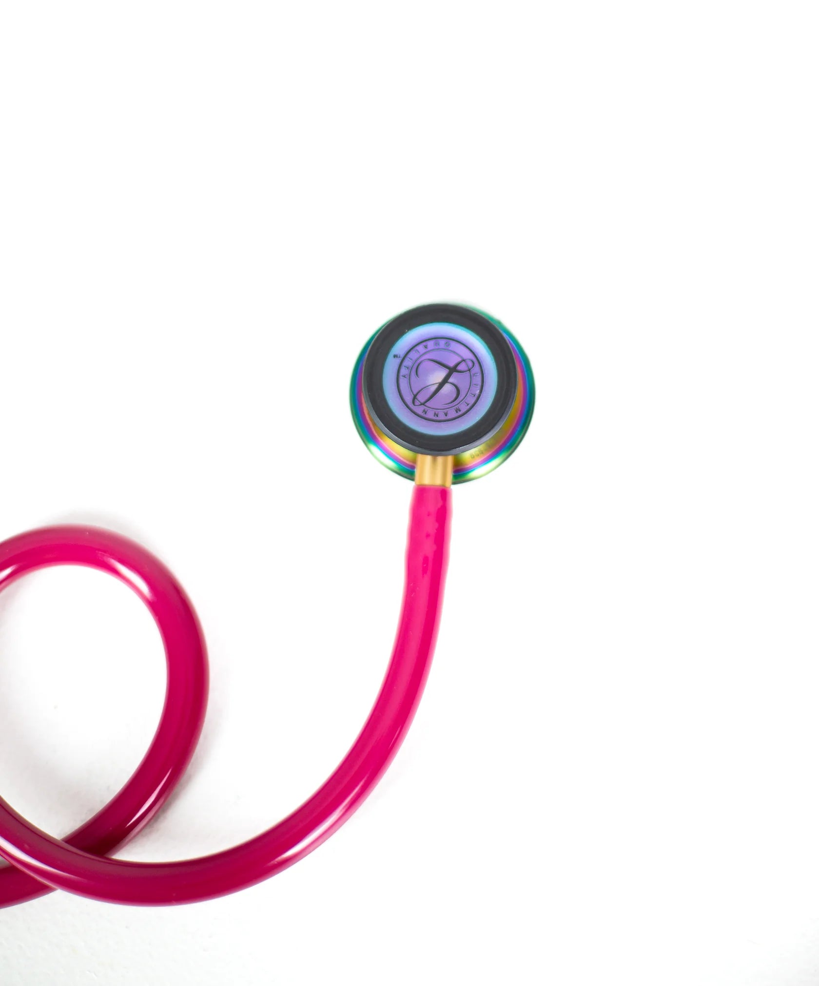 Littmann Classic III Raspberry with Rainbow Eartips, Gold Binaurals and Stem