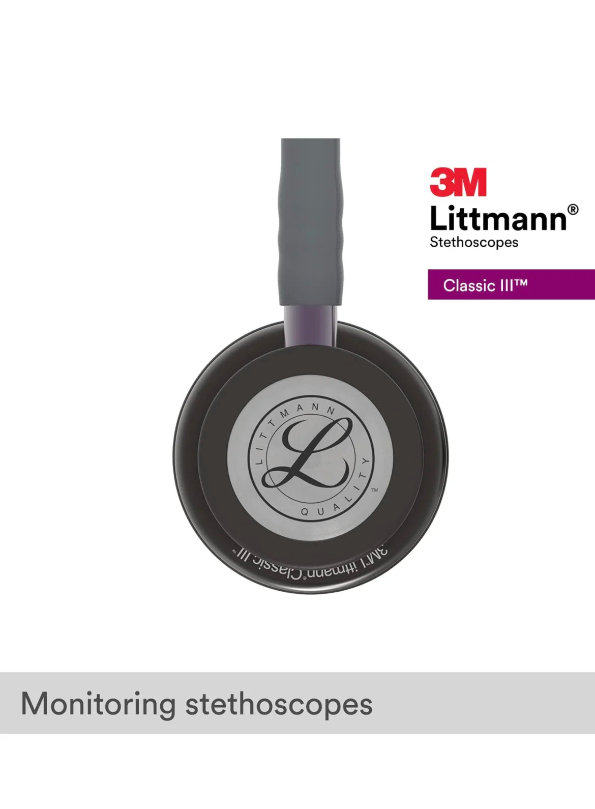 Littmann Classic III Gray with Smoke Tubing, Black Eartubes, and Plum Stem