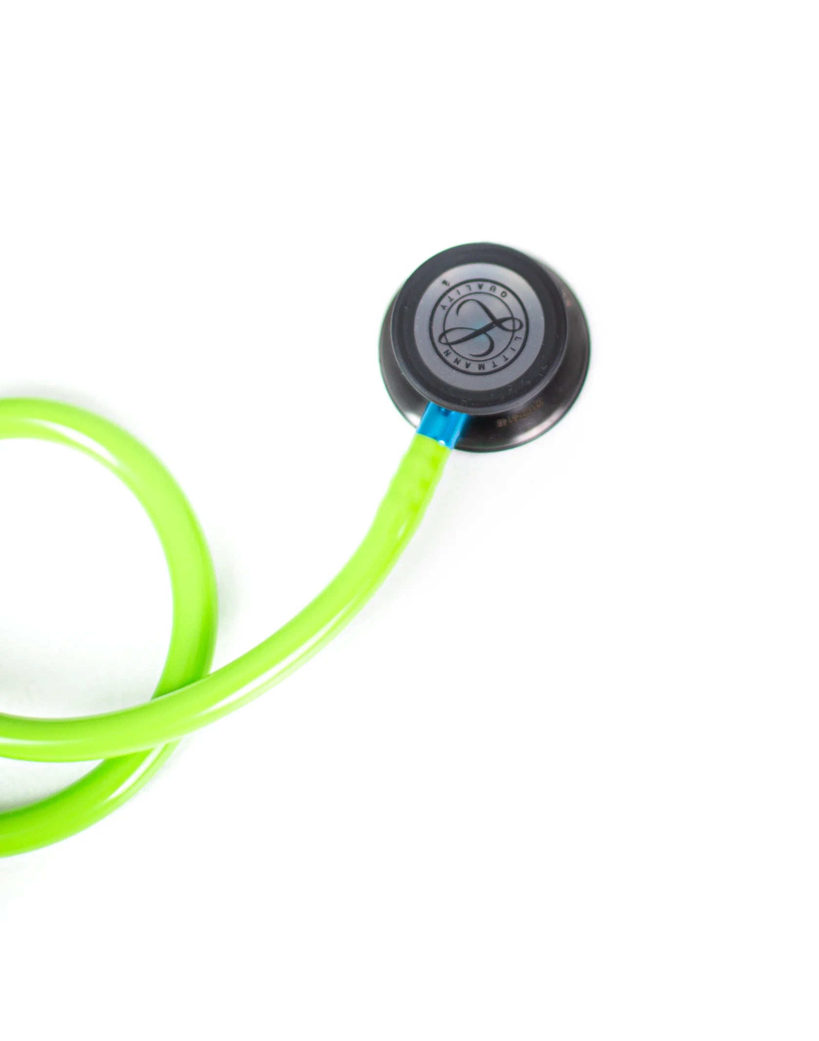 Littmann Classic III lime green with smoke tubing, black binaurals and blue stem