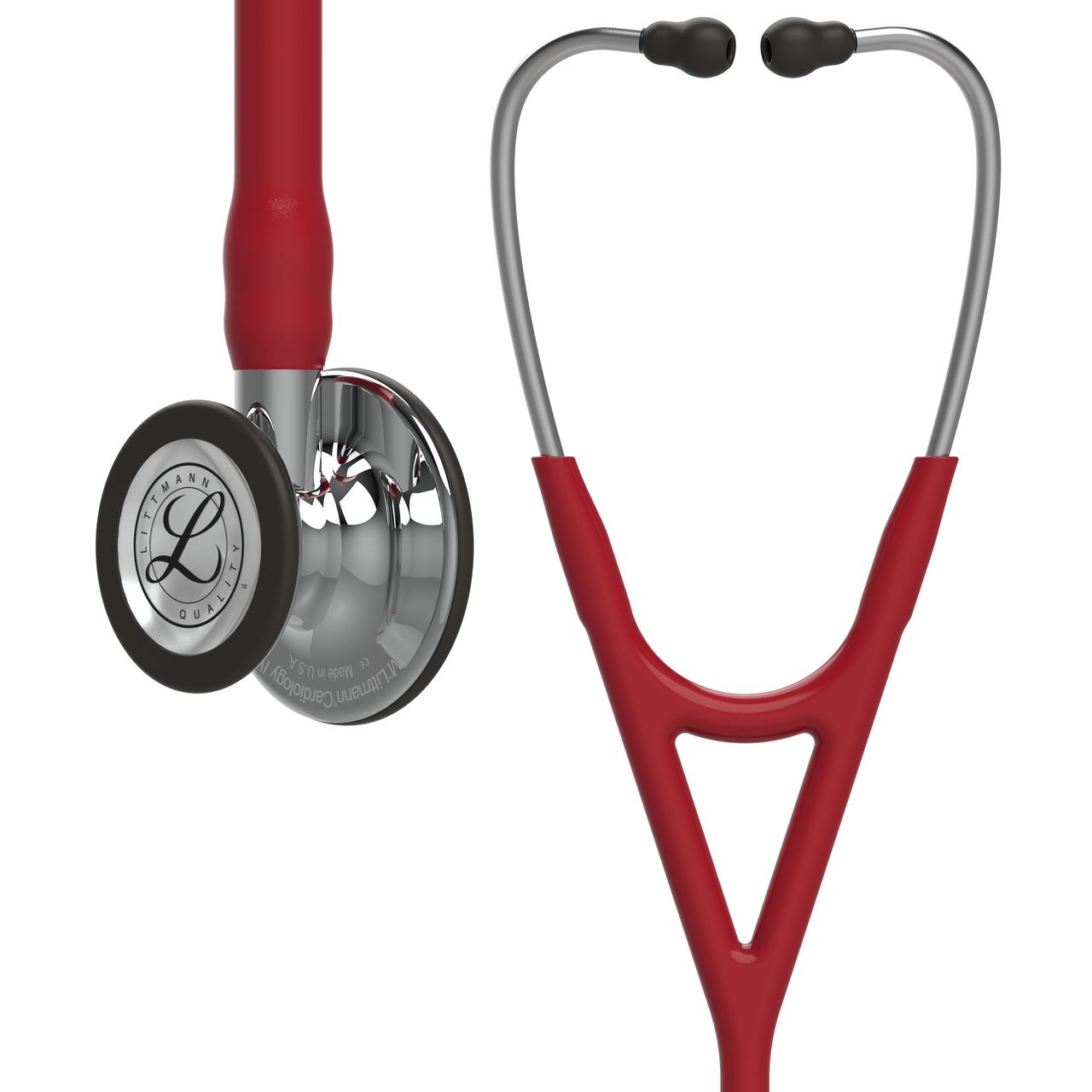Littmann Cardiology IV burgundy with mirror olive, steel ear tubes, and mirrored stem