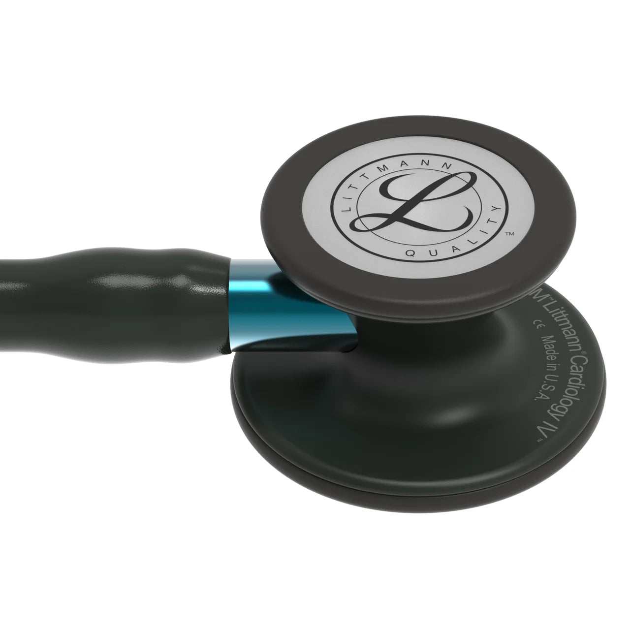 Littmann Cardiology IV black with matte olive, black earpieces and blue stem