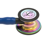Littmann Cardiology IV blue with rainbow eartips, black binaurals and stem