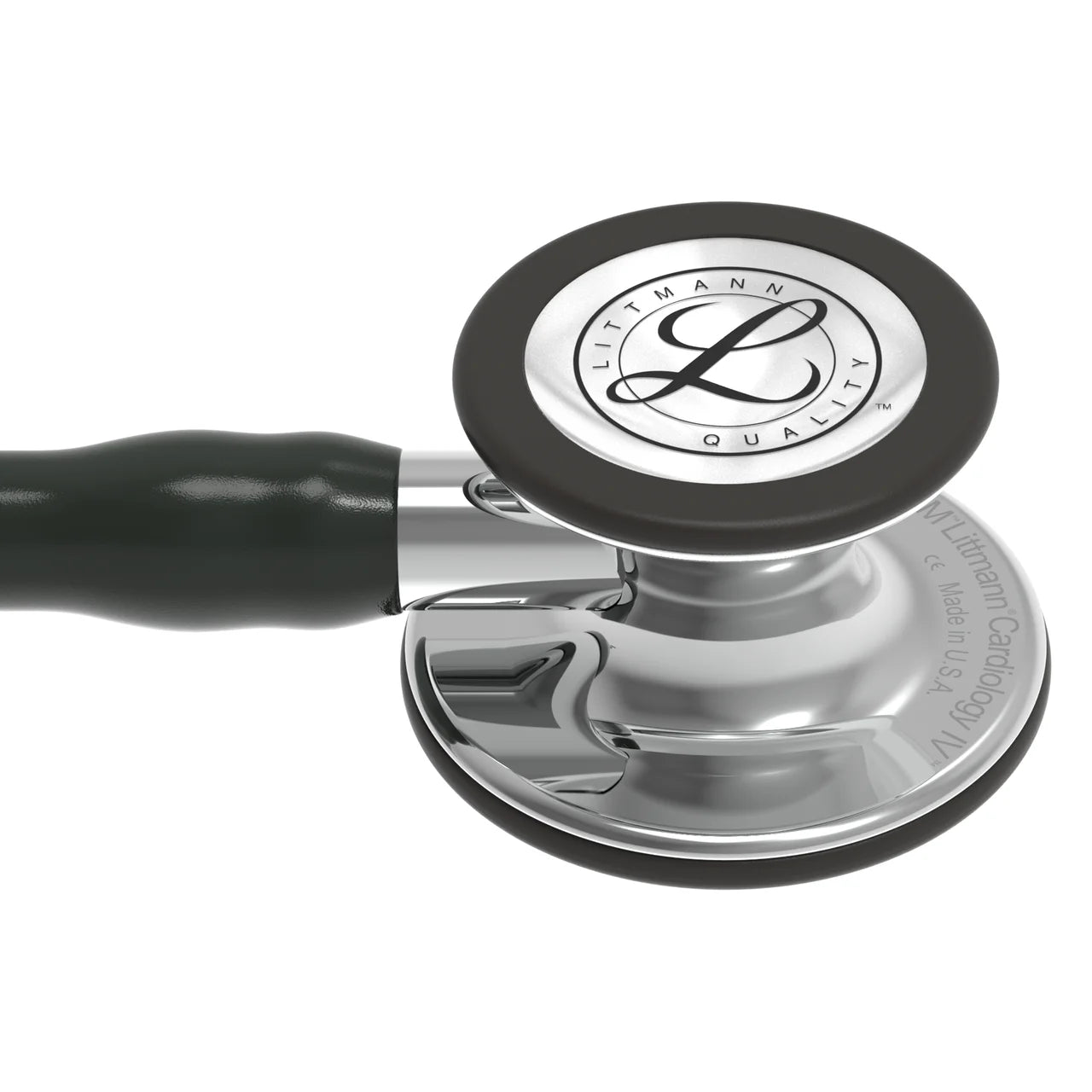 Littmann Cardiology IV black with mirror olives, steel binaurals and a mirrored stem