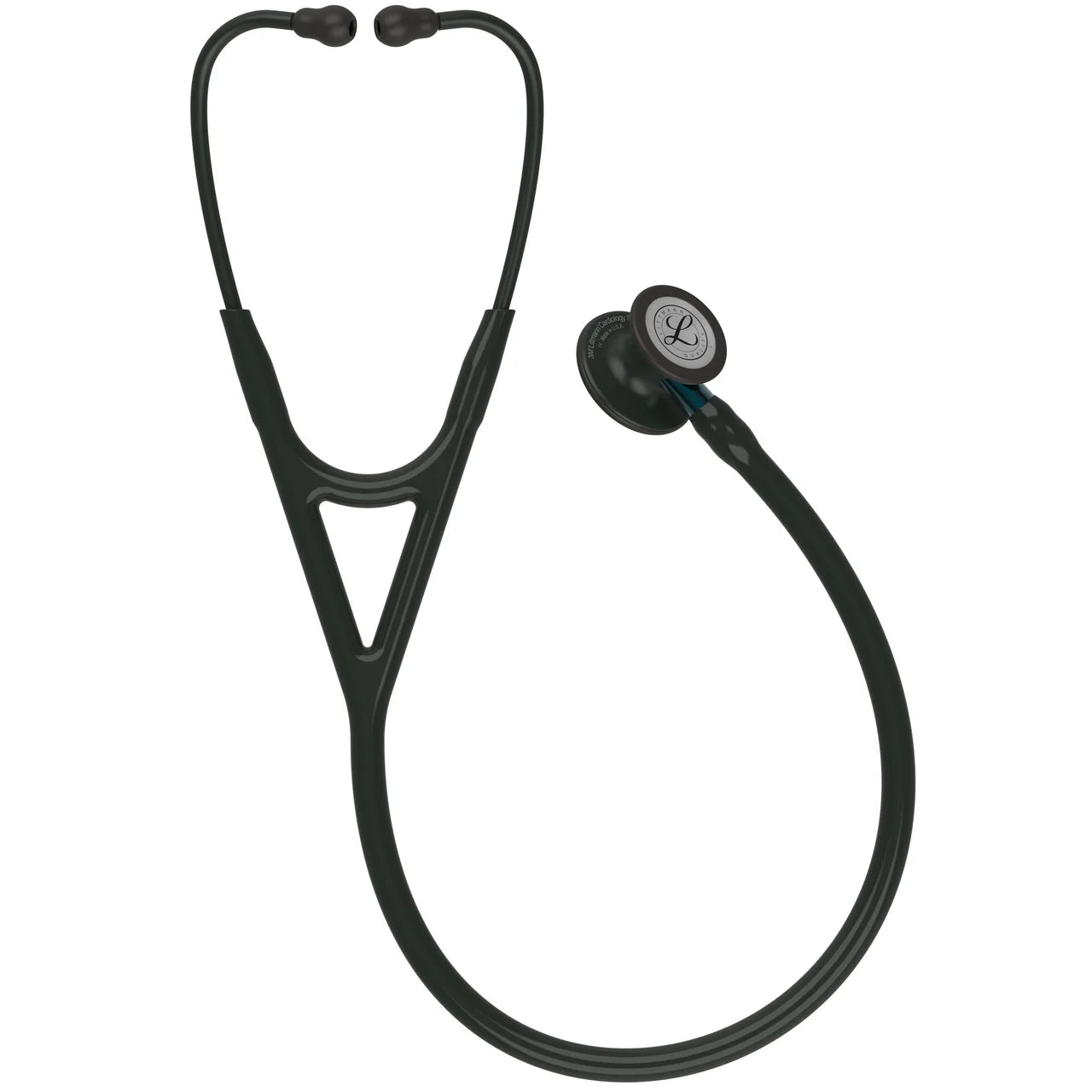 Littmann Cardiology IV black with matte olive, black earpieces and blue stem