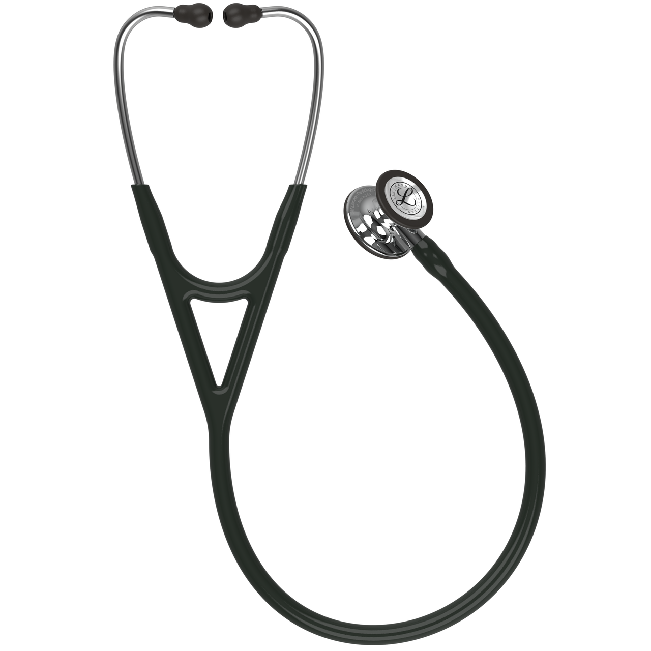 Littmann Cardiology IV black with mirror olives, steel binaurals and a mirrored stem