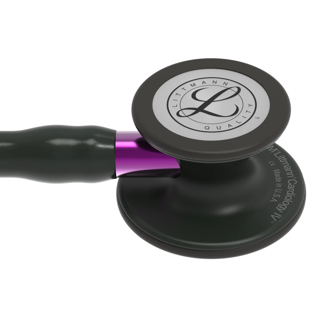 Littmann Cardiology IV black with matte olive, black ear tubes, and purple stem