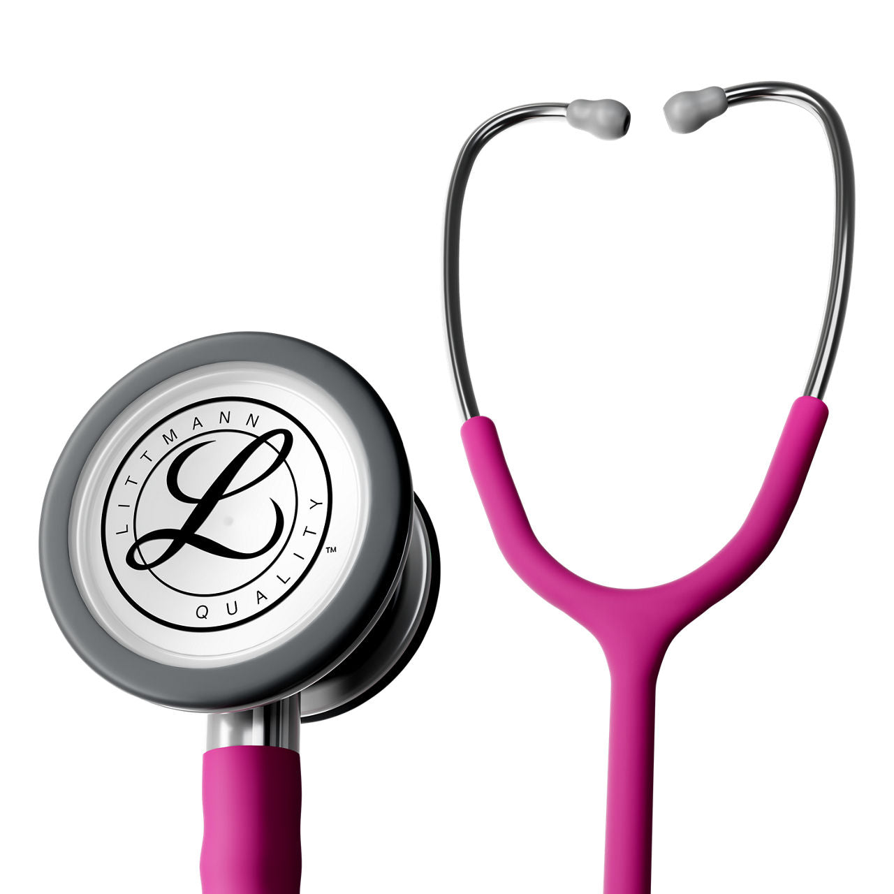 Littmann Classic III Satin tube raspberry with a steel olive