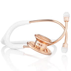MDF Adult Stethoscope white with gold earpieces and tubing